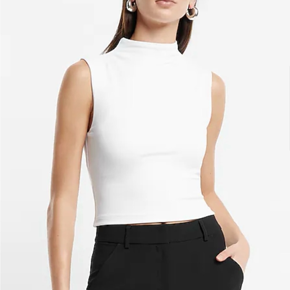 Express Body Contour High Compression Mock Neck Cropped Tank Medium